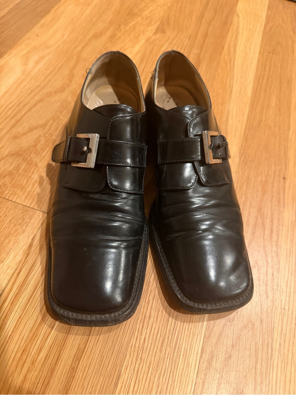 Dolce & Gabbana Black Leather Single Monk Strap Dress Shoes